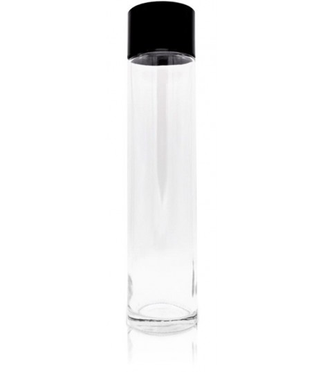 Botella de cristal con tapón negro personalizada
