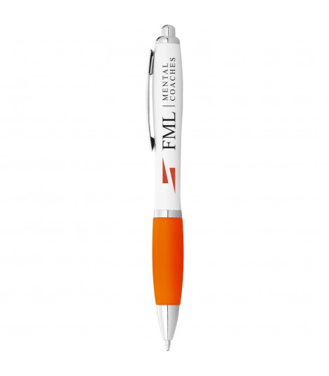 Boligrafo blanco con empunadura de color Nash