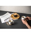 FANGIO Taza de ceramica con tapa y base de bambu de 250 ml