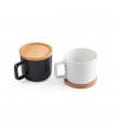 FANGIO Taza de ceramica con tapa y base de bambu de 250 ml