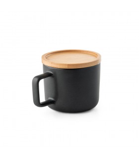 FANGIO Taza de ceramica con tapa y base de bambu de 250 ml