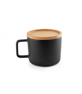 FANGIO Taza de ceramica con tapa y base de bambu de 250 ml