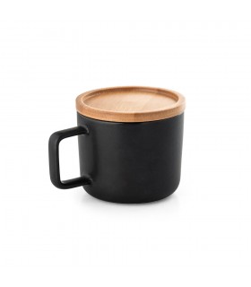 FANGIO Taza de ceramica con tapa y base de bambu de 250 ml