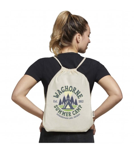 Bolsa con cordon de algodon reciclado GRS de 140 g m Oregon