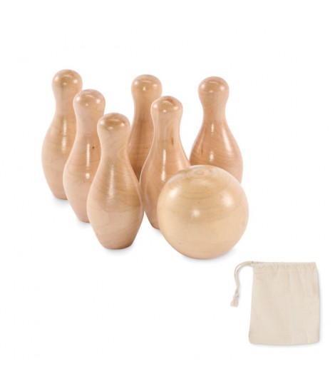 Mini juego de bolos de madera