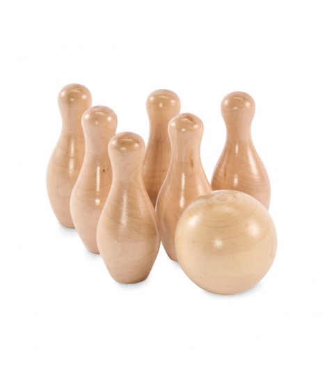 Mini juego de bolos de madera