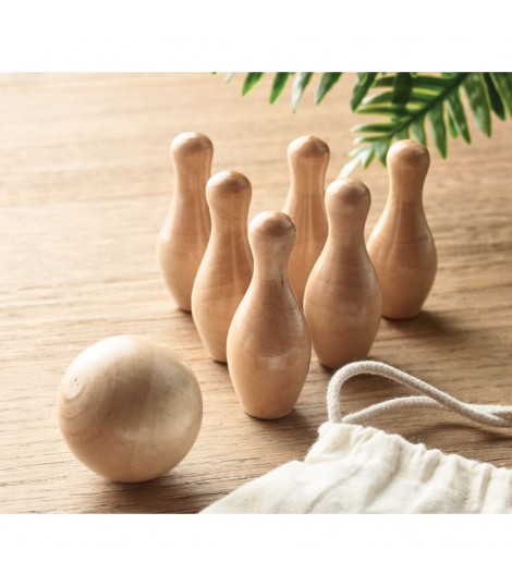 Mini juego de bolos de madera