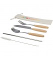 Cuberteria de 5 piezas de acero inoxidable y madera de haya Root