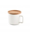 FANGIO Taza de ceramica con tapa y base de bambu de 250 ml