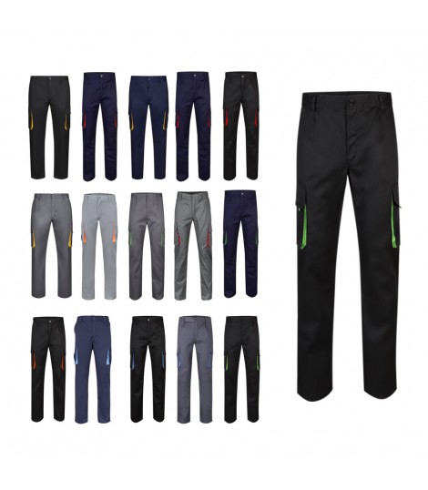VL HYPNOS Pantalon de sarga multibolsillos bicolor 200g m en algodon 35 y poliester 65