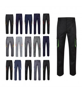 VL HYPNOS Pantalon de sarga multibolsillos bicolor 200g m en algodon 35 y poliester 65