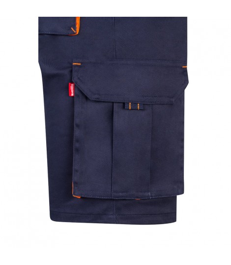 VL HEMERA Bermudas elasticas bicolor y multibolsillos 240 g m en algodon 46 EME 38 y poliester 16