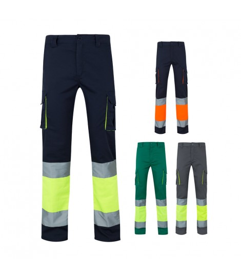 VL ZEUS LARGE Pantalon elastico multibolsillos bicolor 240 g m en algodon 46 EME 38 y poliester 16 