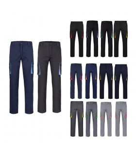 VL FIDES Pantalon elastico bicolor multibolsillos 240g m en algodon 46 EME 38 y poliester 16