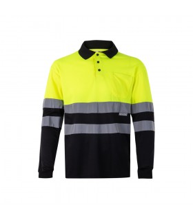 VL VULCAN Polo bicolor ojo de pajaro 160g m con manga larga en poliester 100