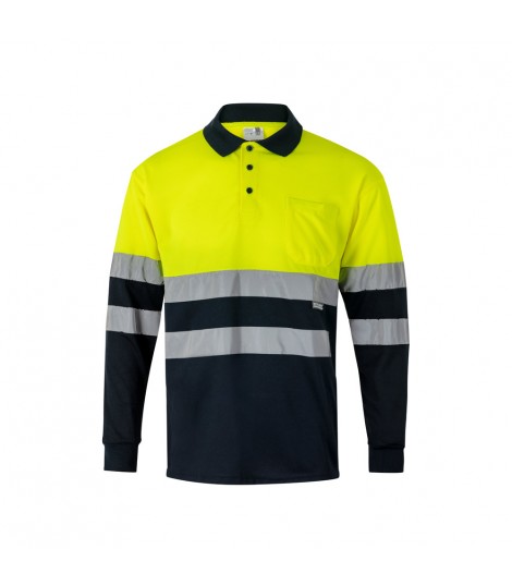 VL VULCAN Polo bicolor ojo de pajaro 160g m con manga larga en poliester 100