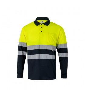 VL VULCAN Polo bicolor ojo de pajaro 160g m con manga larga en poliester 100