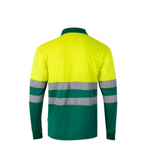 VL VULCAN Polo bicolor ojo de pajaro 160g m con manga larga en poliester 100