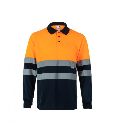 VL VULCAN Polo bicolor ojo de pajaro 160g m con manga larga en poliester 100