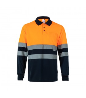 VL VULCAN Polo bicolor ojo de pajaro 160g m con manga larga en poliester 100
