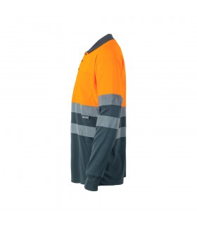 VL VULCAN Polo bicolor ojo de pajaro 160g m con manga larga en poliester 100