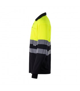 VL VULCAN LARGE Polo bicolor ojo de pajaro 160g m con manga larga en poliester 100