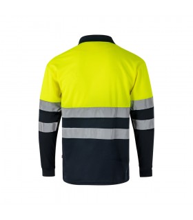 VL VULCAN LARGE Polo bicolor ojo de pajaro 160g m con manga larga en poliester 100