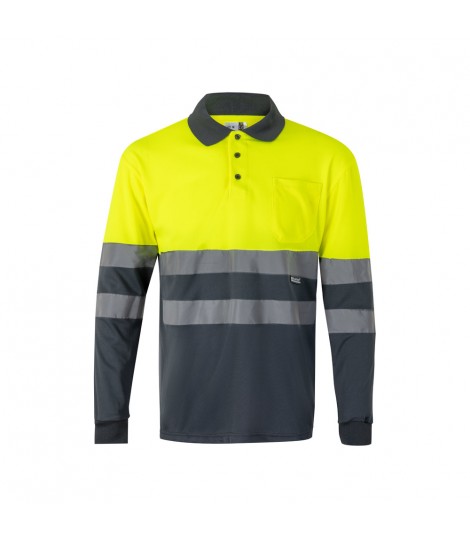 VL VULCAN LARGE Polo bicolor ojo de pajaro 160g m con manga larga en poliester 100