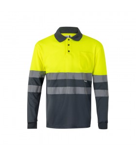 VL VULCAN LARGE Polo bicolor ojo de pajaro 160g m con manga larga en poliester 100