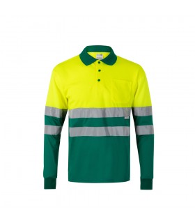 VL VULCAN LARGE Polo bicolor ojo de pajaro 160g m con manga larga en poliester 100
