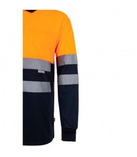 VL VULCAN LARGE Polo bicolor ojo de pajaro 160g m con manga larga en poliester 100