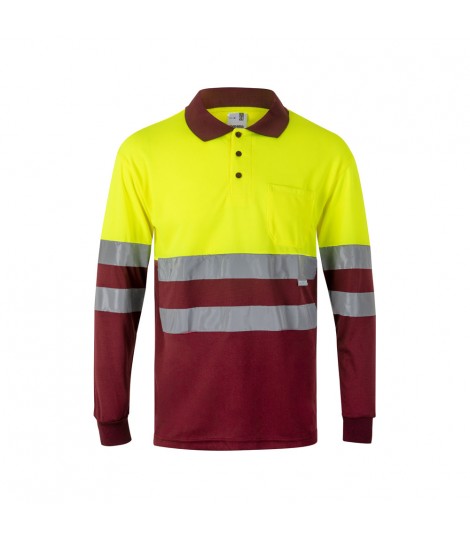 VL VULCAN LARGE Polo bicolor ojo de pajaro 160g m con manga larga en poliester 100