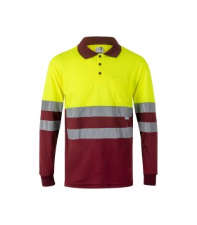 VL VULCAN LARGE Polo bicolor ojo de pajaro 160g m con manga larga en poliester 100