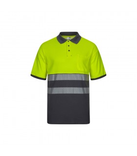 VL ACHELOUS Polo de pique bicolor 150g m con manga corta en algodon 55 y poliester 45