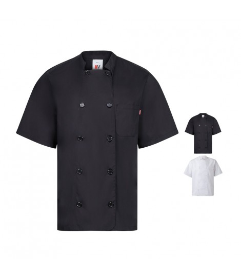 VL DURGA Chaqueta de cocina de manga corta en popelina 110 g m de algodon 35 y poliester 65