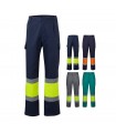 VL ARTEMIS. Pantalón bicolor, en sarga (190 g/m²), algodón (20 %) y poliéster (80 %). Pantalón multibolsillos elástico (240 g/m