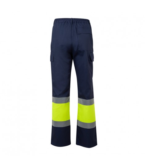 VL ARTEMIS Pantalon bicolor en sarga 190 g m algodon 20 y poliester 80 Pantalon multibolsillos elastico 240 g m