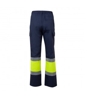 VL ARTEMIS Pantalon bicolor en sarga 190 g m algodon 20 y poliester 80 Pantalon multibolsillos elastico 240 g m