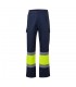 VL ARTEMIS Pantalon bicolor en sarga 190 g m algodon 20 y poliester 80 Pantalon multibolsillos elastico 240 g m