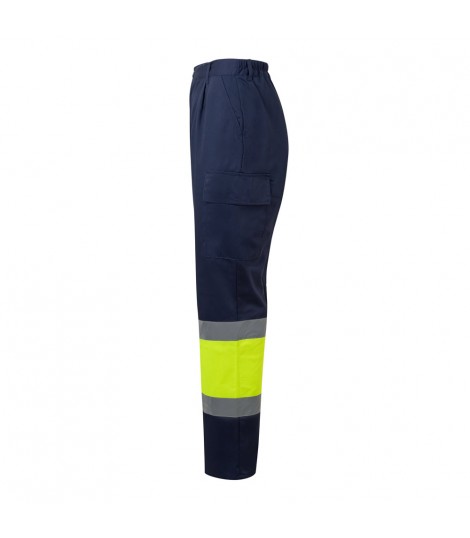 VL ARTEMIS Pantalon bicolor en sarga 190 g m algodon 20 y poliester 80 Pantalon multibolsillos elastico 240 g m