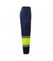 VL ARTEMIS Pantalon bicolor en sarga 190 g m algodon 20 y poliester 80 Pantalon multibolsillos elastico 240 g m
