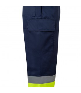 VL ARTEMIS Pantalon bicolor en sarga 190 g m algodon 20 y poliester 80 Pantalon multibolsillos elastico 240 g m