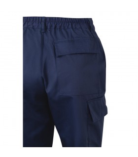VL ARTEMIS Pantalon bicolor en sarga 190 g m algodon 20 y poliester 80 Pantalon multibolsillos elastico 240 g m