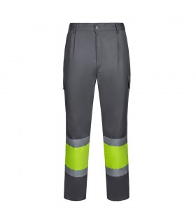 VL ARTEMIS Pantalon bicolor en sarga 190 g m algodon 20 y poliester 80 Pantalon multibolsillos elastico 240 g m