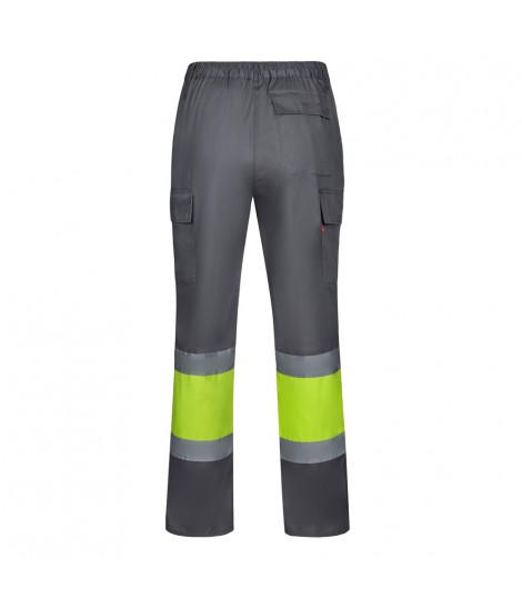 VL ARTEMIS Pantalon bicolor en sarga 190 g m algodon 20 y poliester 80 Pantalon multibolsillos elastico 240 g m