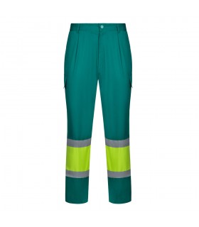 VL ARTEMIS Pantalon bicolor en sarga 190 g m algodon 20 y poliester 80 Pantalon multibolsillos elastico 240 g m