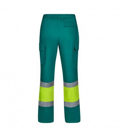 VL ARTEMIS Pantalon bicolor en sarga 190 g m algodon 20 y poliester 80 Pantalon multibolsillos elastico 240 g m