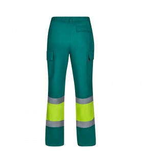 VL ARTEMIS Pantalon bicolor en sarga 190 g m algodon 20 y poliester 80 Pantalon multibolsillos elastico 240 g m