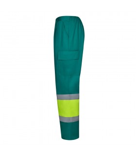 VL ARTEMIS Pantalon bicolor en sarga 190 g m algodon 20 y poliester 80 Pantalon multibolsillos elastico 240 g m