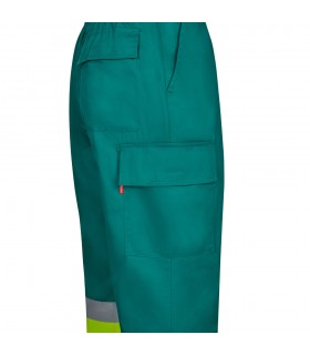 VL ARTEMIS Pantalon bicolor en sarga 190 g m algodon 20 y poliester 80 Pantalon multibolsillos elastico 240 g m